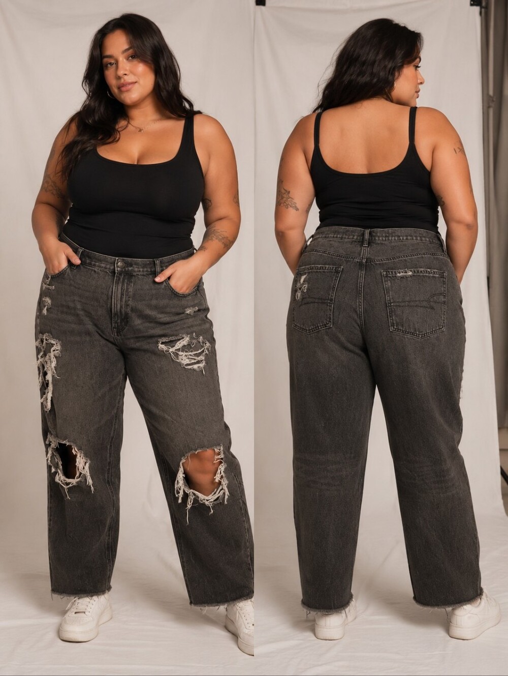 🥬American Eagle Size 18 Distressed Black Wash Jeans